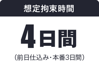 想定拘束時間 4日間（前日仕込み・本番3日間）