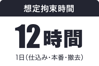 想定拘束時間 12時間 1日（仕込み・本番・撤去）